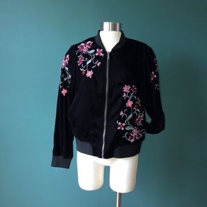 Velvet Floral Bomber